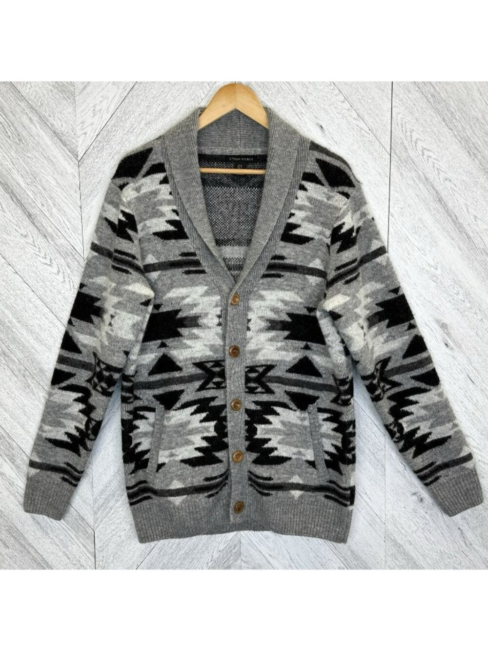 Ethan Pierce Mens Shawl Collar Cardigan Sweater Large Southwestern Wool Blend
